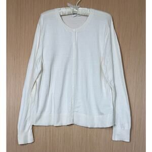Gap Cotton Crewneck Button Up Cardigan Womens Size XXL Ivory Preppy Minimalist